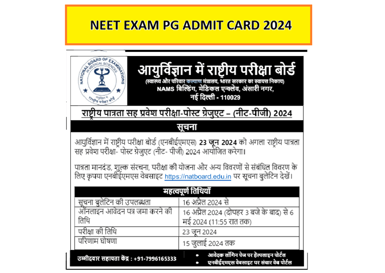 NEET PG Admit Card 2024